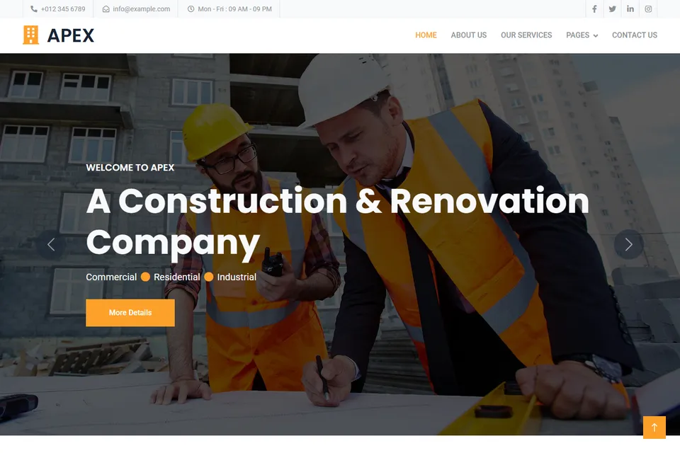 Tampilan website Apex