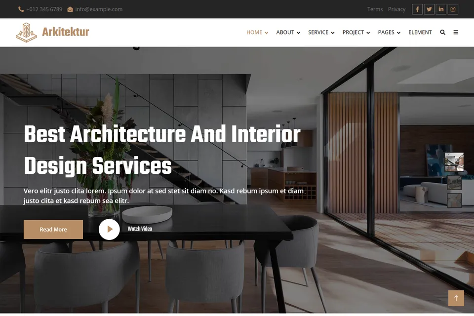 Tampilan website Arkitektur