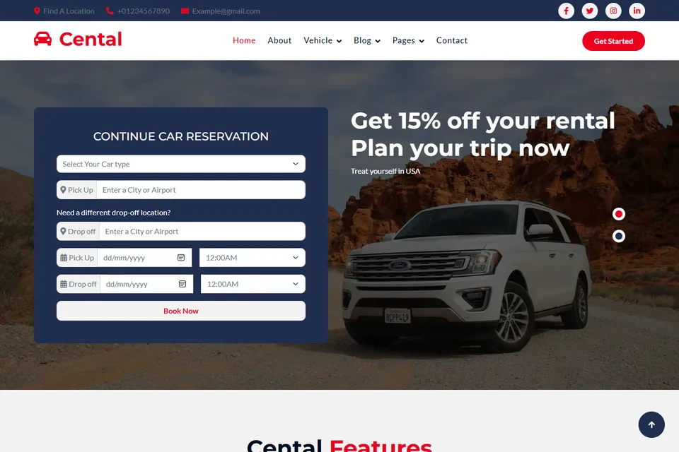 Tampilan website Cental