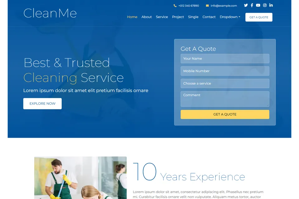 Tampilan website CleanMe