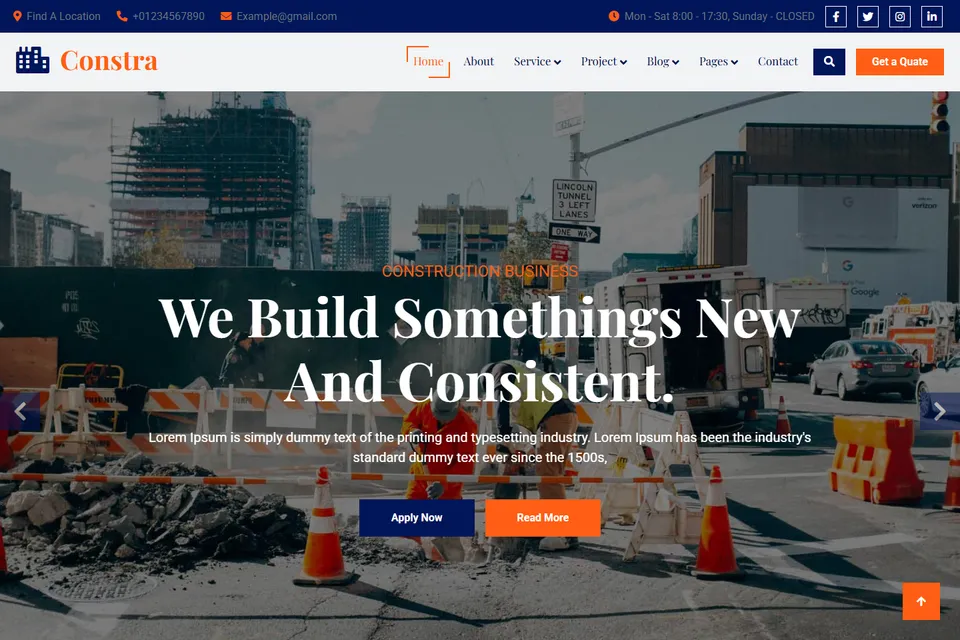 Tampilan website Constra