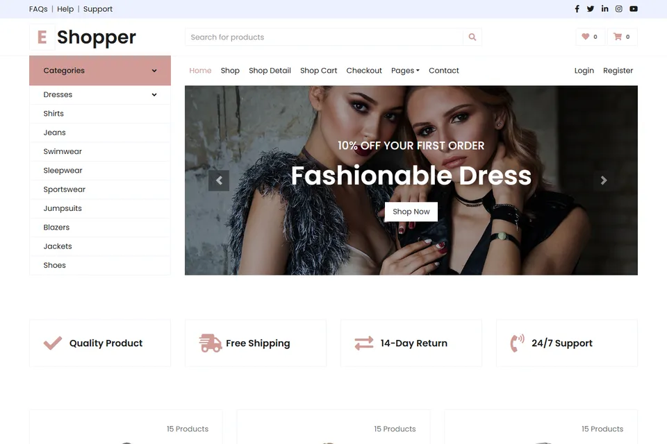 Tampilan website EShopper