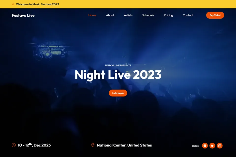 Tampilan website Festava Live