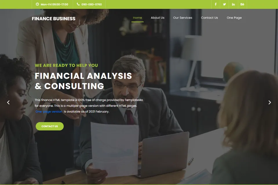 Tampilan website Finance Business