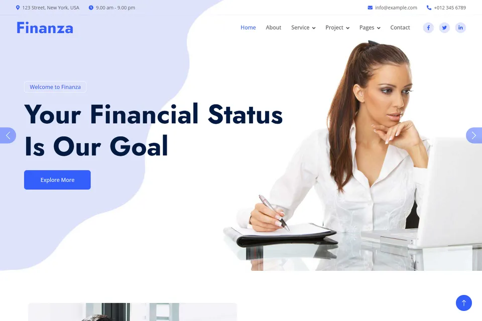 Tampilan website Finanza