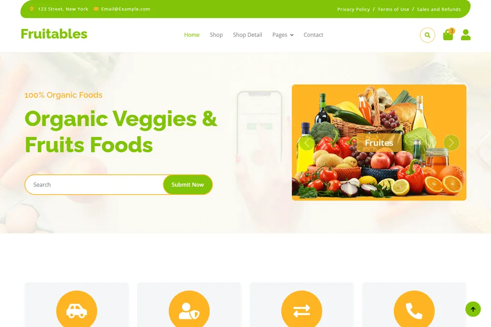 Tampilan website Fruitables
