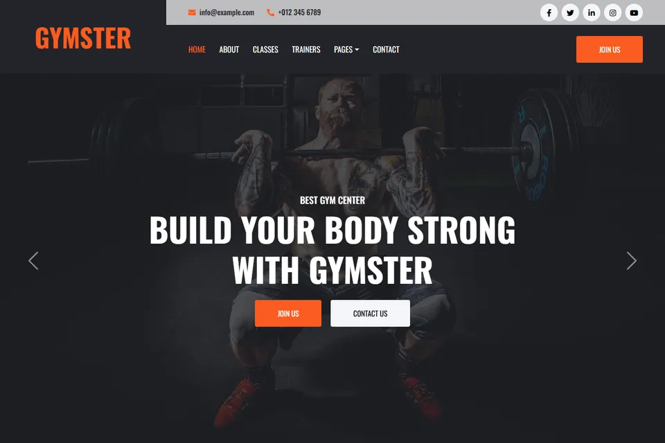 Tampilan website GYMSTER