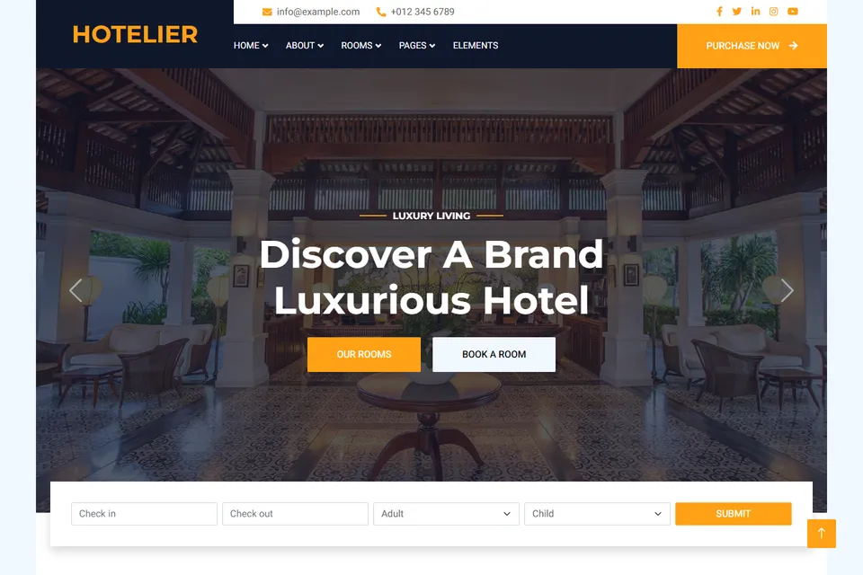 Tampilan website Hotelier