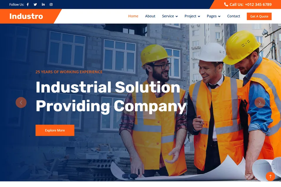 Tampilan website Industro
