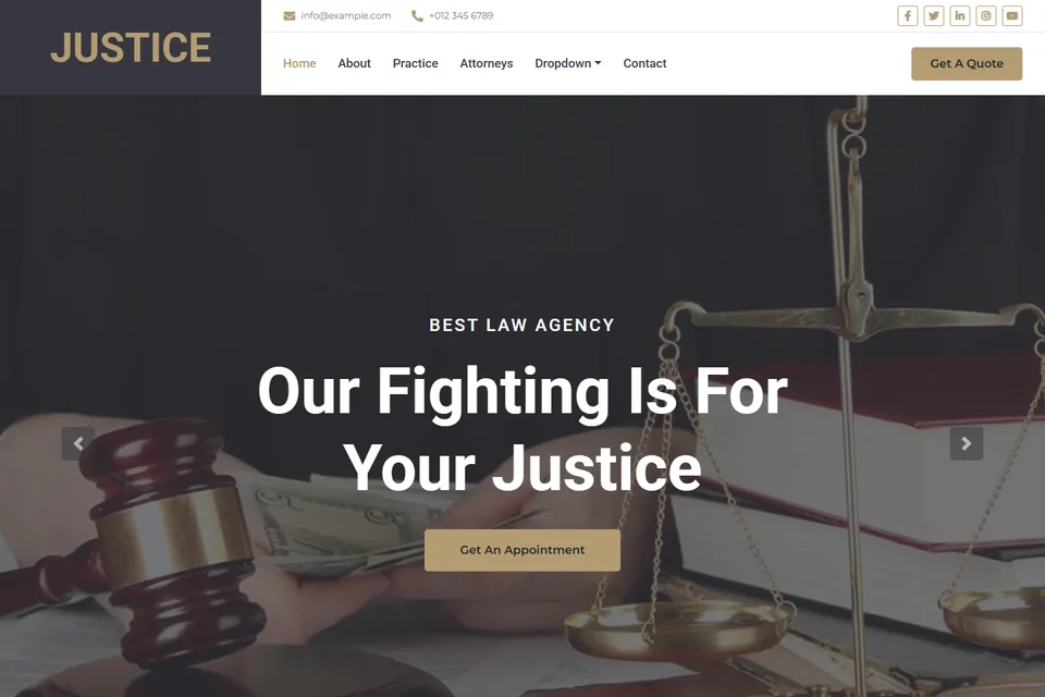 Tampilan website JUSTICE