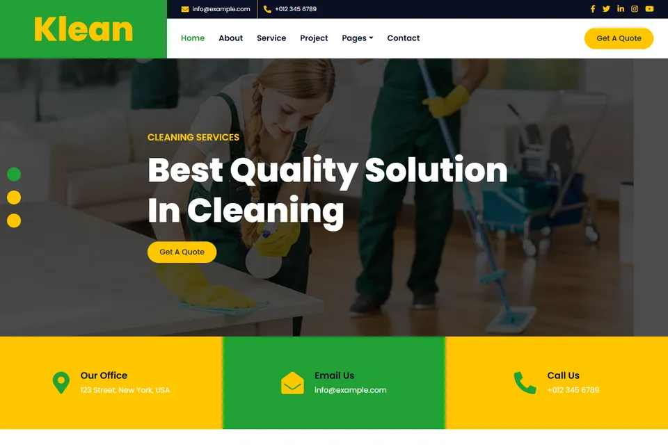 Tampilan website Klean