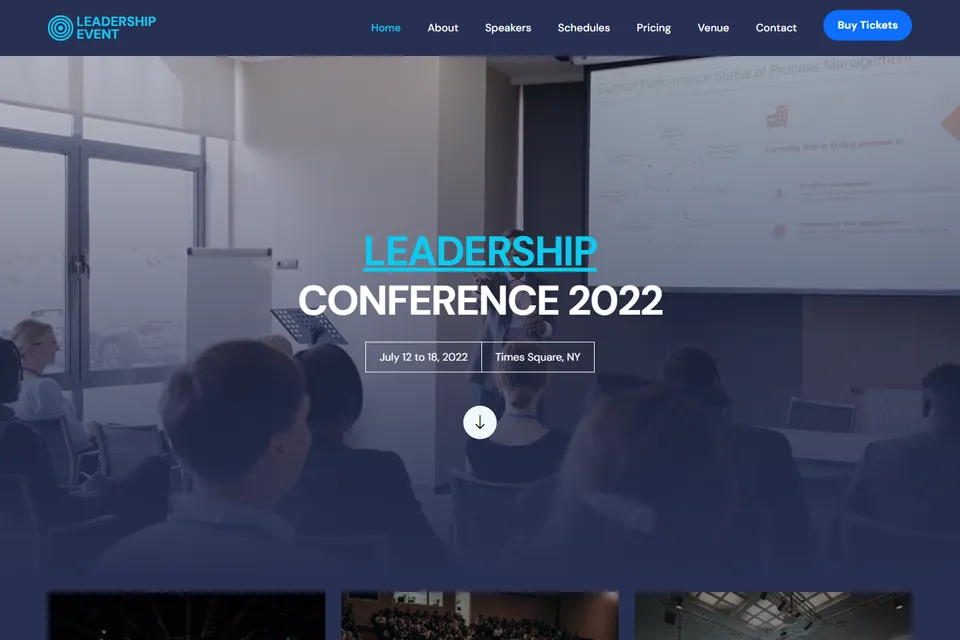 Tampilan website Leadership Event