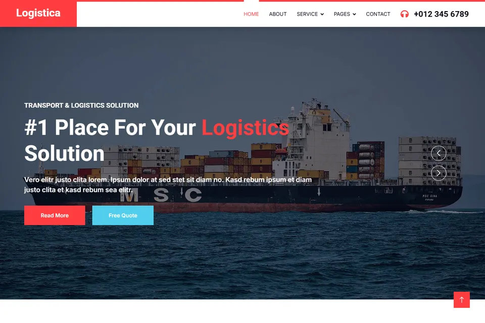 Tampilan website Logistica