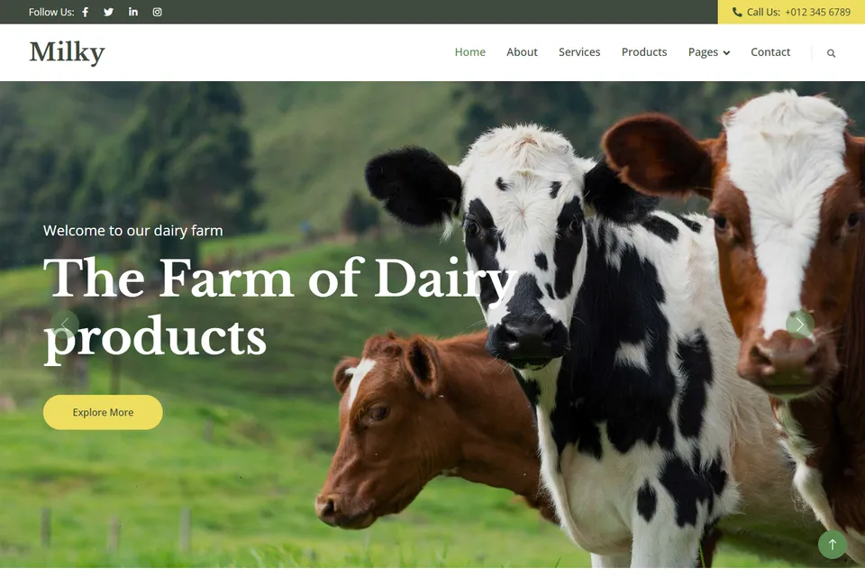Tampilan website Milky
