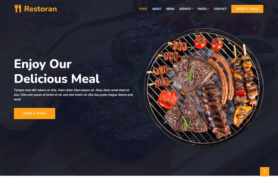 Tampilan website Restoran