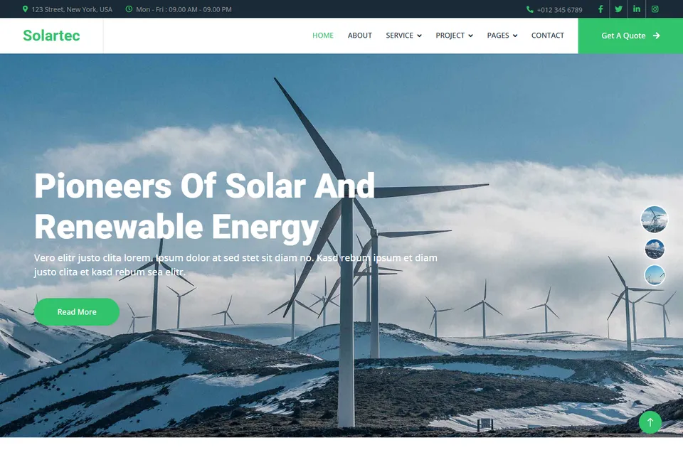 Tampilan website Solartec