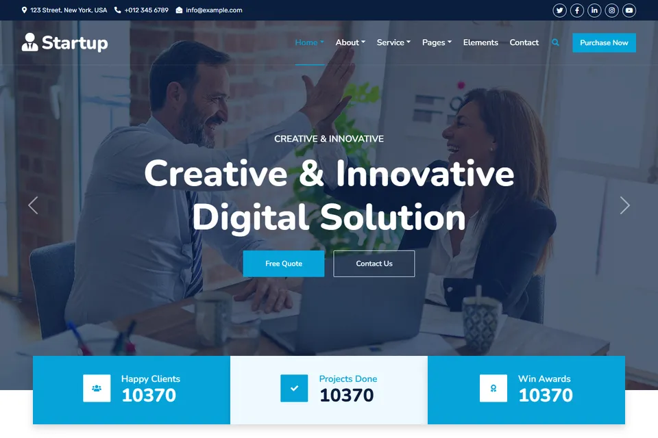 Tampilan website Startup
