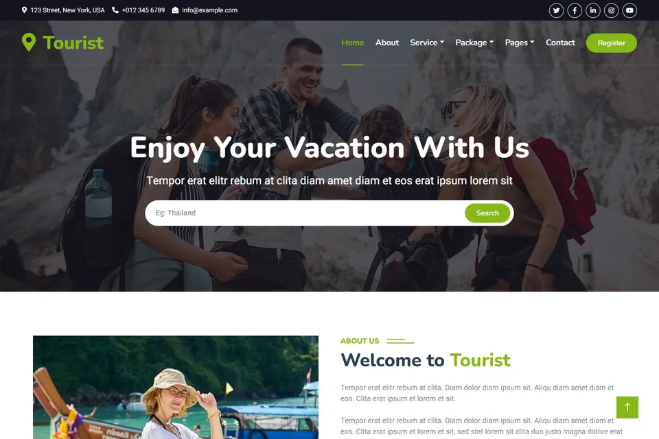 Tampilan website Tourist