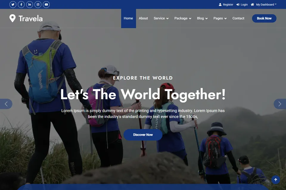 Tampilan website Travela