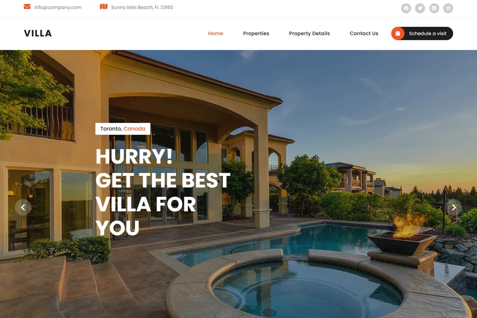 Tampilan website Villa Agency