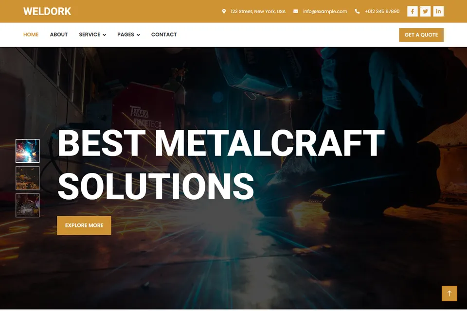Tampilan website WELDORK
