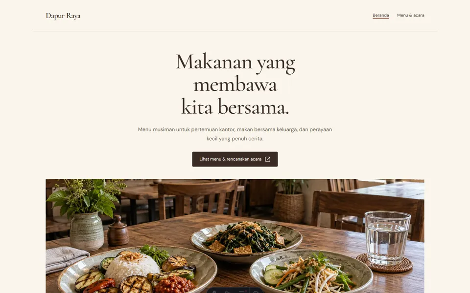 Tampilan website Dapur Raya