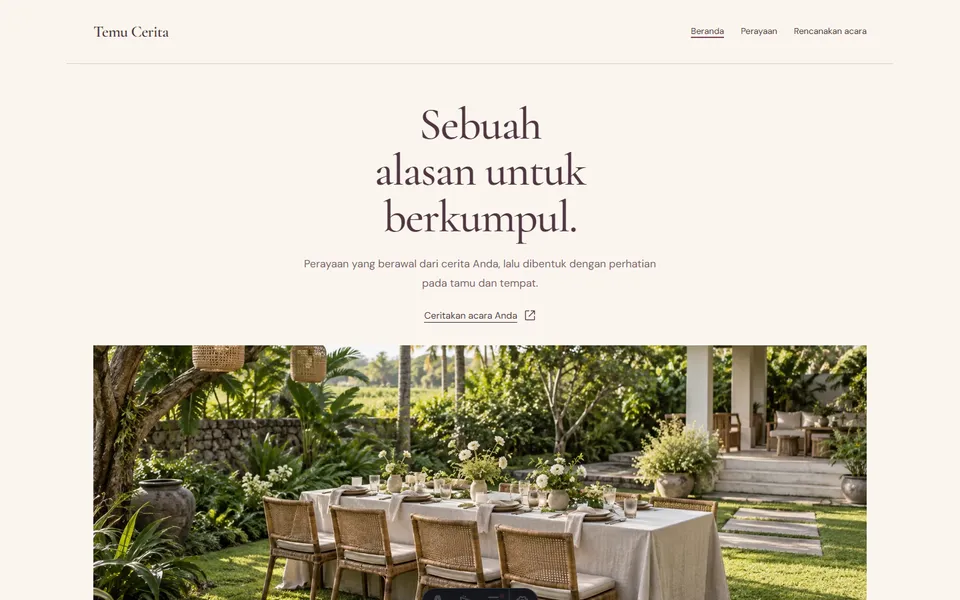 Tampilan website Temu Cerita