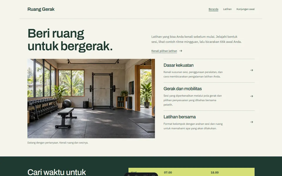 Tampilan website Ruang Gerak