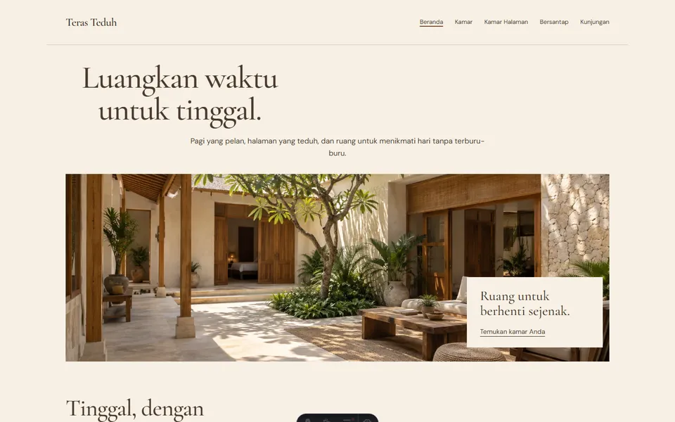 Tampilan website Teras Teduh