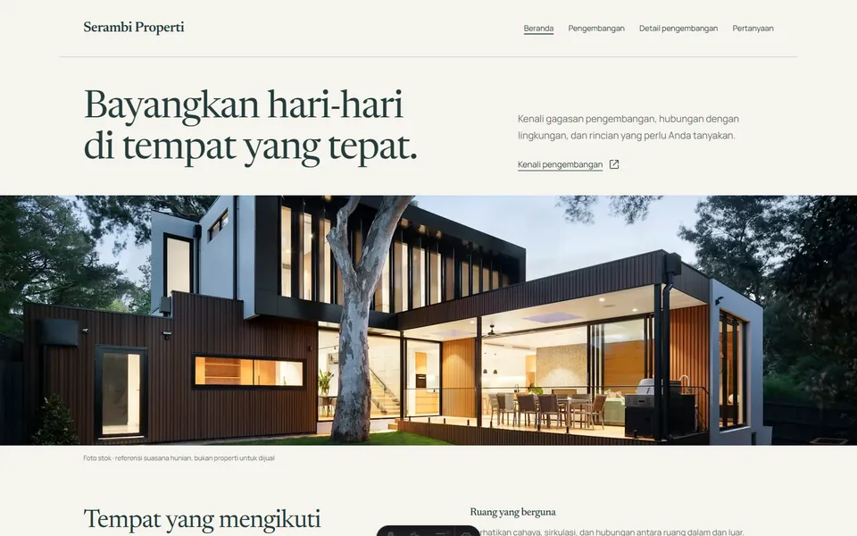 Tampilan website Serambi Properti