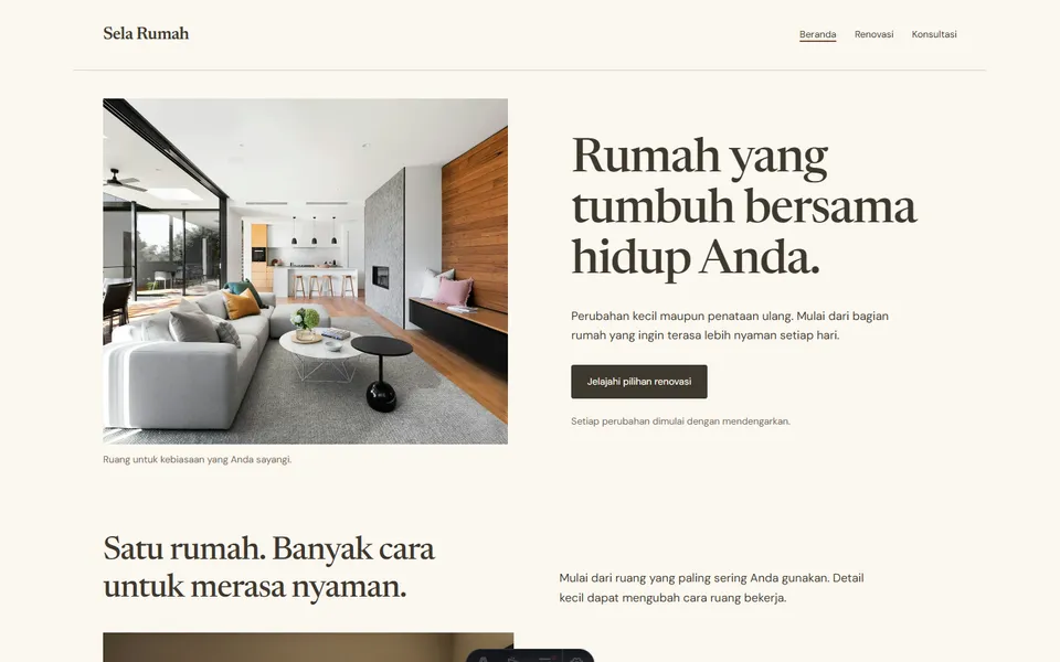 Tampilan website Sela Rumah