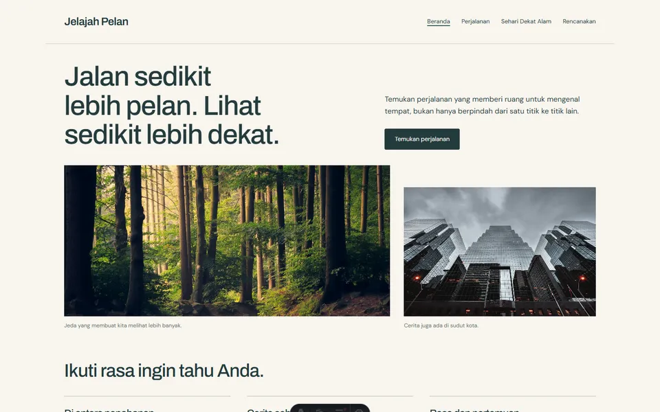 Tampilan website Jelajah Pelan